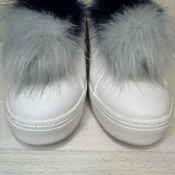 Sam Edelman Leya White Sneakers Shoes Faux Fur Pom Pom Size 6 - Picture 4 of 10